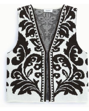 Please Gilet À Motif Graphique Avec Col En V - Blanc