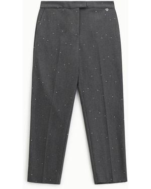 Please Pantalons Classiques Avec Détails Imprimés - Gris