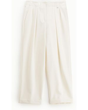 Please Trousers Taille Haute À Pinces Et Revers - Blanc