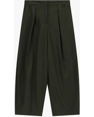 Please Pantalon Palazzo Taille Haute À Pinces - Vert