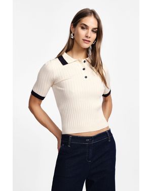 Please Maglione A Polo Maniche Corte - Bianco