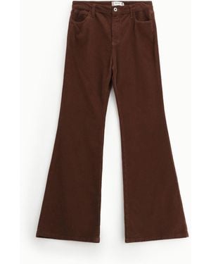 Please Pantalon Évasé À Taille Moyenne - Marron