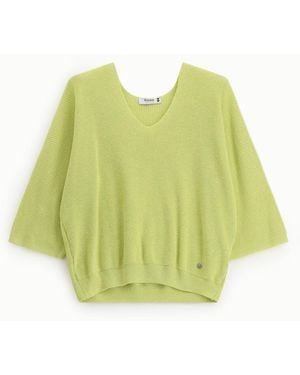 Please Pull-Over Col Asymétrique Manches 3/4 - Jaune