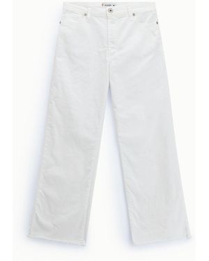 Please Jeans Jambe Large Ourlet Effiloché - Blanc