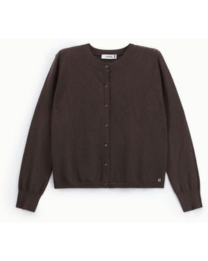 Please Cardigan Col Rond Manches Longues Boutonné - Marron
