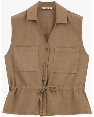 Please Gilet À Boutons, Poches Et Cordon À La Taille - Neutre