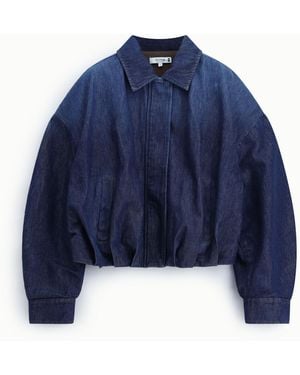 Please Veste En Jean Courte Zippée Manches Larges - Bleu