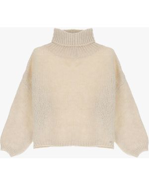 Please Dolcevita Oversize Intrecciato Sottile Monocolour Con Orli Elasticizzati - Neutro