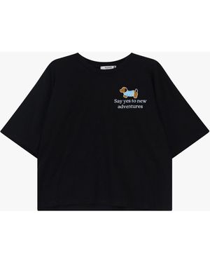 Please T-Shirt Maniche Corte Con Stampa - Nero
