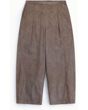 Please Pantalon Palazzo Taille Haute À Pinces - Marron