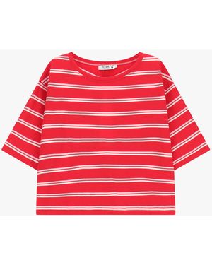 Please Top Ray茅 Avec Ouverture Et N艙Ud Au Dos - Rouge