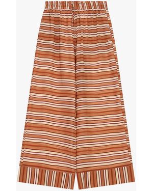Please Pantalon Palazzo Rayé Avec Taille Élastique - Marron