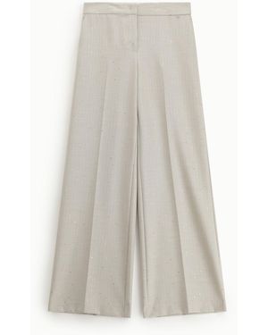 Please Pantalon Palazzo Taille Haute Détails Scintillants - Blanc