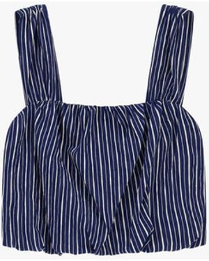 Please Top À Rayures Avec Larges Bretelles Et Encolure Carrée - Bleu