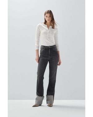 Please Jeans Straight Effetto Délavé Con Risvolti Ampi - Multicolore