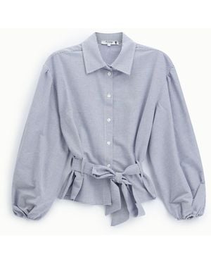 Please Chemise À Ceinture Et Manches Bouffantes Rayée - Bleu