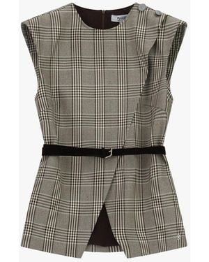 Please Gilet À Carreaux Avec Ceinture Et Fermeture Éclair - Gris