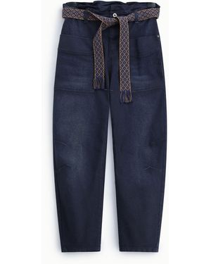 Please Jean Slim Taille Haute Avec Poches Et Ceinture - Bleu