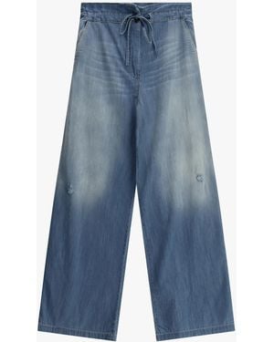 Please Jeans Paperbag Taille Haute Avec Ceinture - Bleu