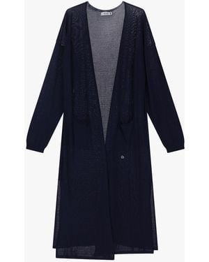 Please Cardigan Long Avec Poches Ouvertes - Bleu
