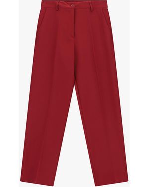 Please Pantalon Tailleur Taille Haute À Pli - Rouge