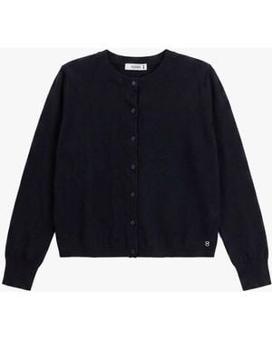 Please Cardigan Col Rond Manches Longues Boutonné - Bleu