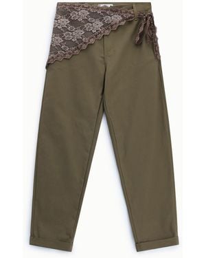 Please Pantalon Chino-Fit Avec Dentelle Et Bas Retroussé - Vert