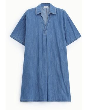 Please Robe Courte Col Classique Et Ceinture - Bleu