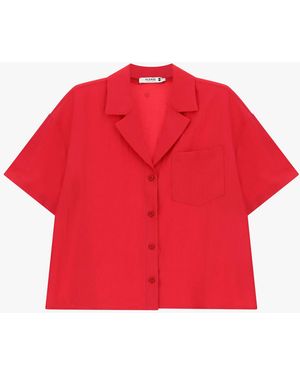 Please Chemise Boxy Poche Poitrine Manches Courtes - Rouge