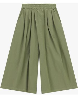 Please Pantalon Palazzo Taille Haute À Poches - Vert
