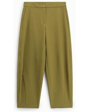 Please Pantalon Palazzo Taille Haute Jambe Large - Vert