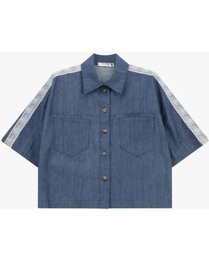 Please Chemise Courte À Boutons Et Col Classique - Bleu