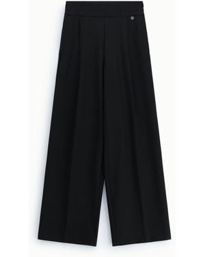 Please Pantalon Palazzo Taille Haute À Pinces - Noir
