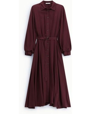 Please Robe Longue Ceinturée À Boutons Devant - Violet