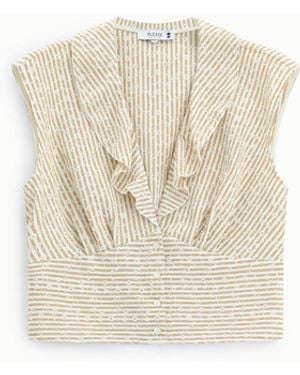 Please Chemise Sans Manches À Rayures Col Classique - Blanc