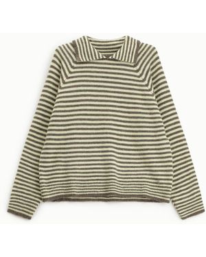 Please Pull Rayé Col Polo À Manches Longues - Vert