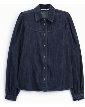Please Shirt À Col Classique Et Manches Longues Bouffantes - Bleu