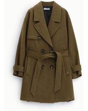 Please Manteau Croisé Avec Ceinture Ajustable - Vert