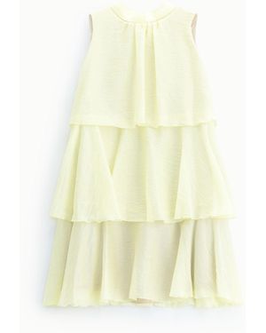 Please Robe Courte Sans Manches À Volants - Jaune