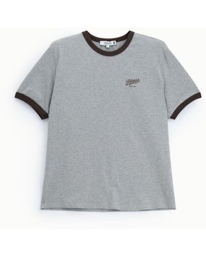 Please T-Shirt Col Rond Avec Bords Contrastés - Gris