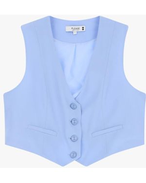 Please Gilet Con Bottoni Frontali - Blu