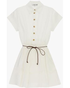 Please Robe Courte Col Classique Et Ceinture - Blanc