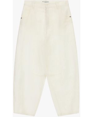 Please Pantalons En Lin Larges Taille Haute À Poches - Blanc