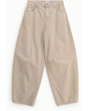Please Jeans Baloon Fit Taille Haute Coutures Visibles - Blanc