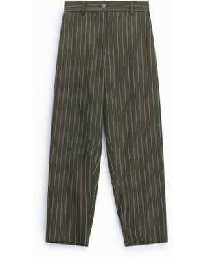 Please Pantalon Tailleur À Rayures Taille Haute - Vert