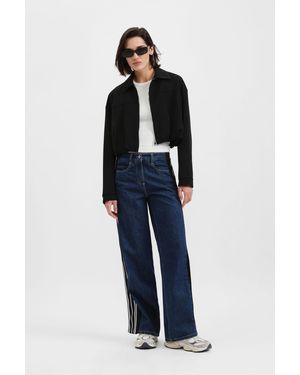 Please Jeans A Gamba Larga Con Strisce Laterali - Blu