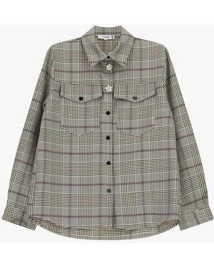 Please Chemise À Carreaux Avec Poches Et Boutons Bijoux - Rouge