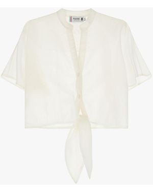 Please Camicia Corta Con Nodo Frontale - Blu
