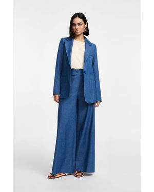 Please Pantaloni A Gamba Larga Effetto - Blu