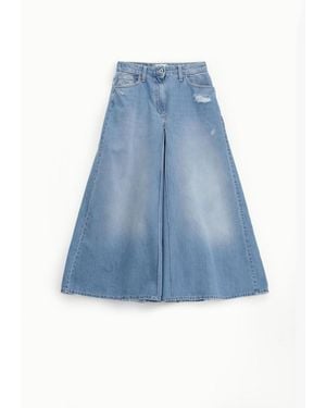 Please Jeans Large Avec Jambe Évasée Et Effet Délavé - Bleu